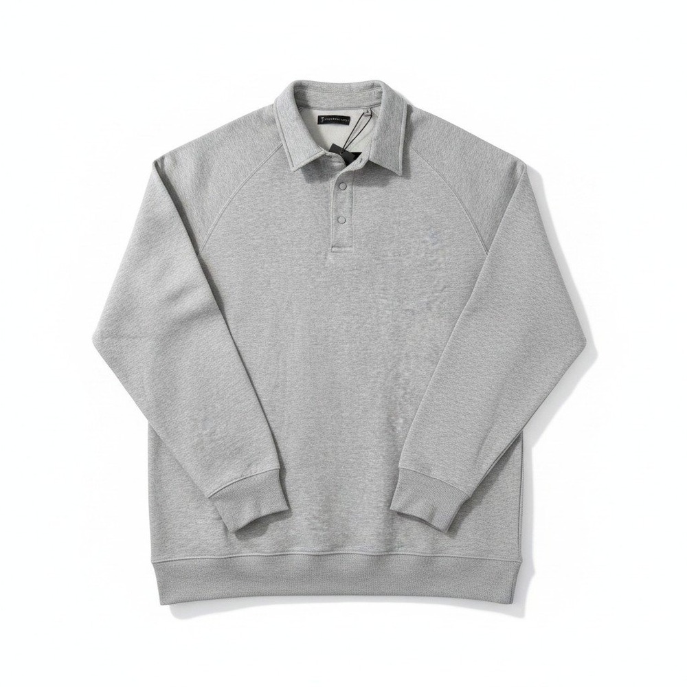 American Tall Mens 2XL XT Grey Heather Quarter Snap Fleece Sweatshirt Pullover
